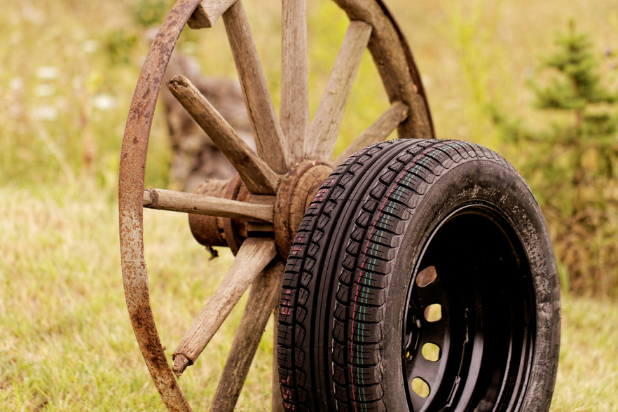 new and old wheel